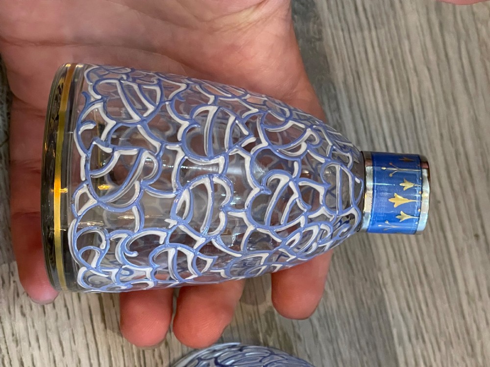 Rare Pair of George V Silver & Enamel Scent Perfume Bottles View V