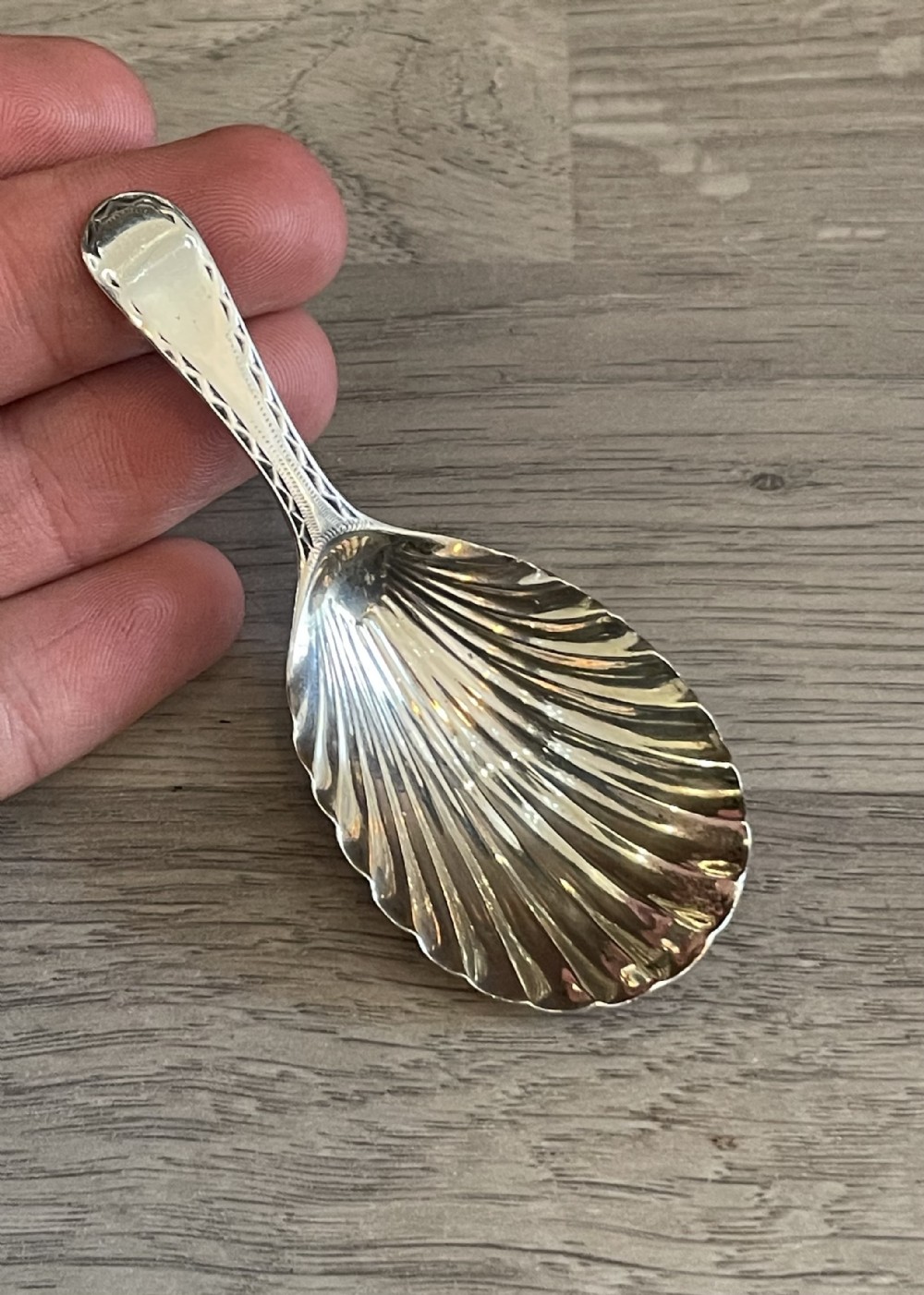 George III Silver Shell Caddy Spoon, 1781