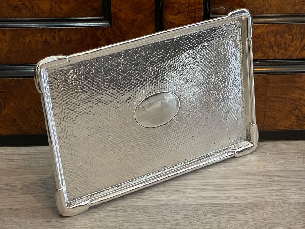Art Nouveau Planished Silver Dressing Table Tray