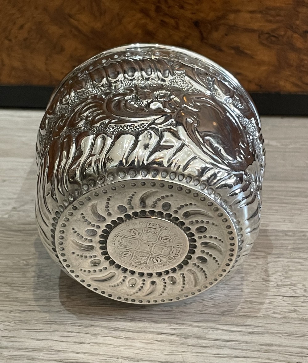Pretty Victorian Silver Bowl Inset with Charles II Silver Crown 1670 View IV