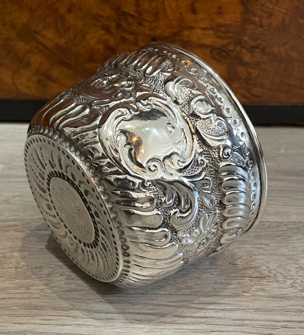 Pretty Victorian Silver Bowl Inset with Charles II Silver Crown 1670 View V