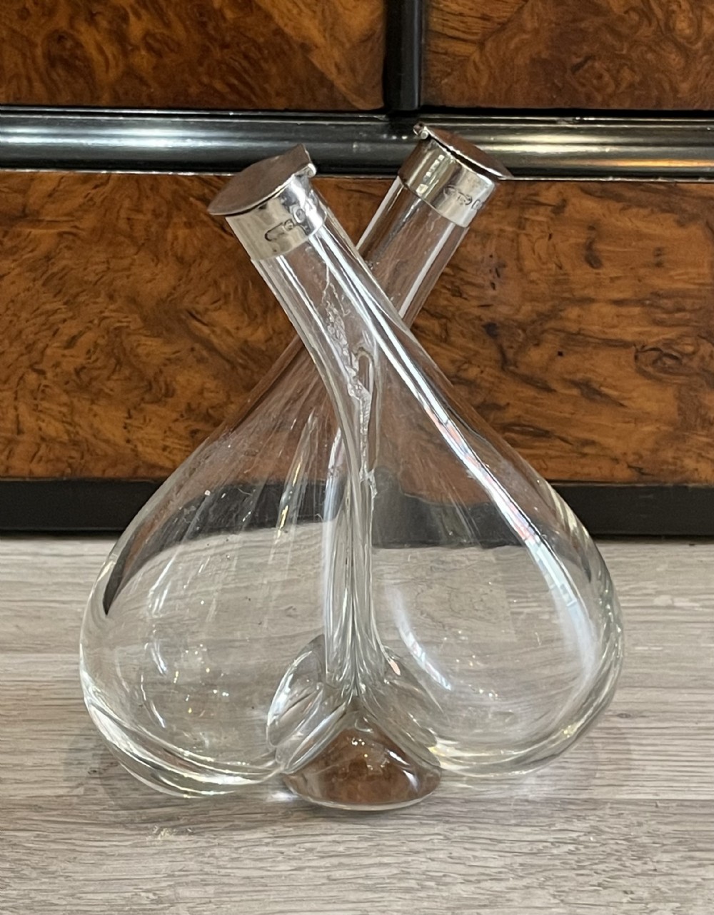 Edwardian Silver & Glass Oil & Vinegar Bottle