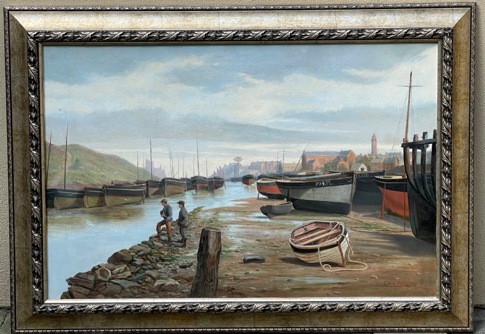 Fantastic Oil Painting of Peel Harbour, Isle of Man 