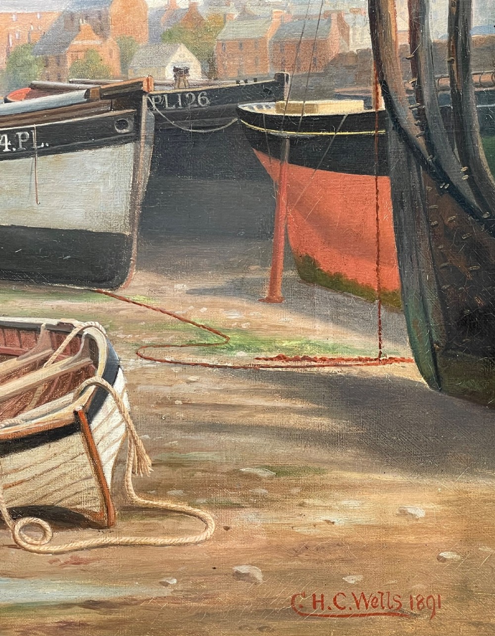 Fantastic Oil Painting of Peel Harbour, Isle of Man  View IV