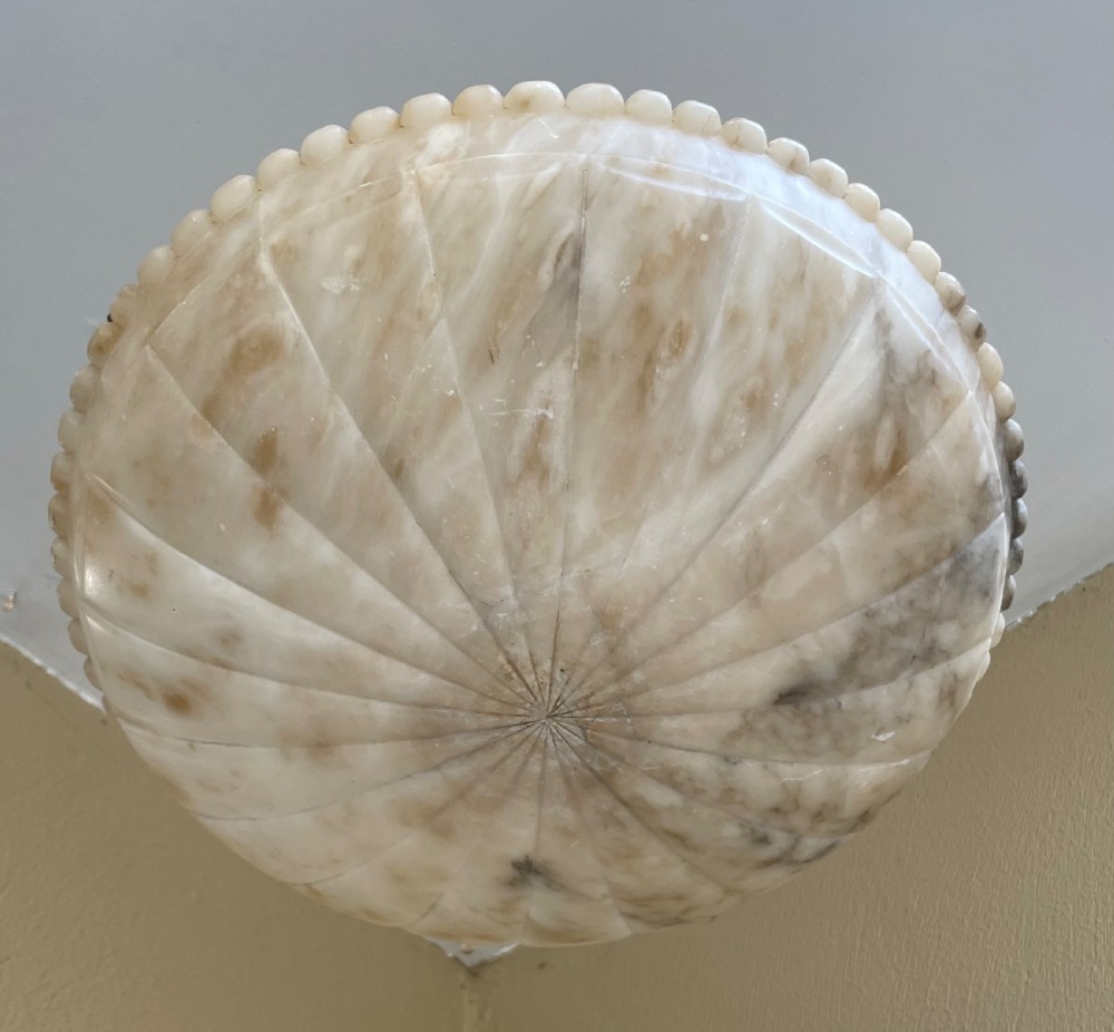 1920s Carved Alabaster Plafonnier Light View II