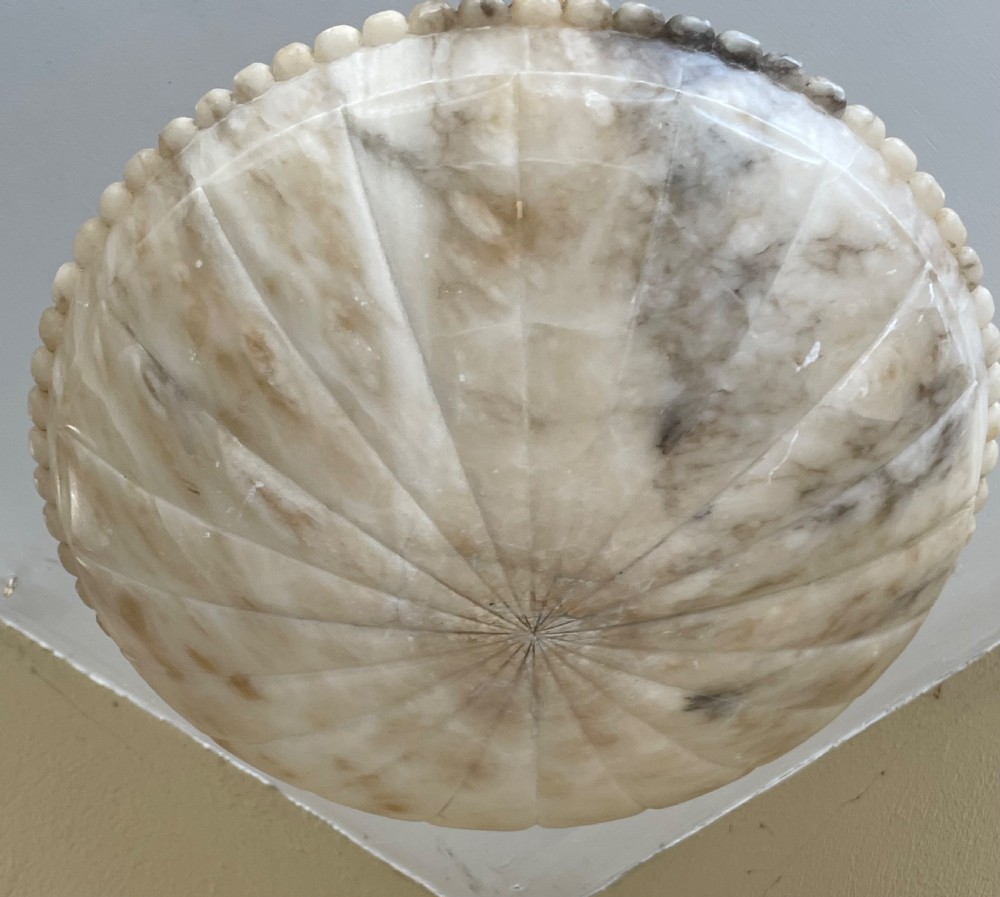 1920s Carved Alabaster Plafonnier Light View III