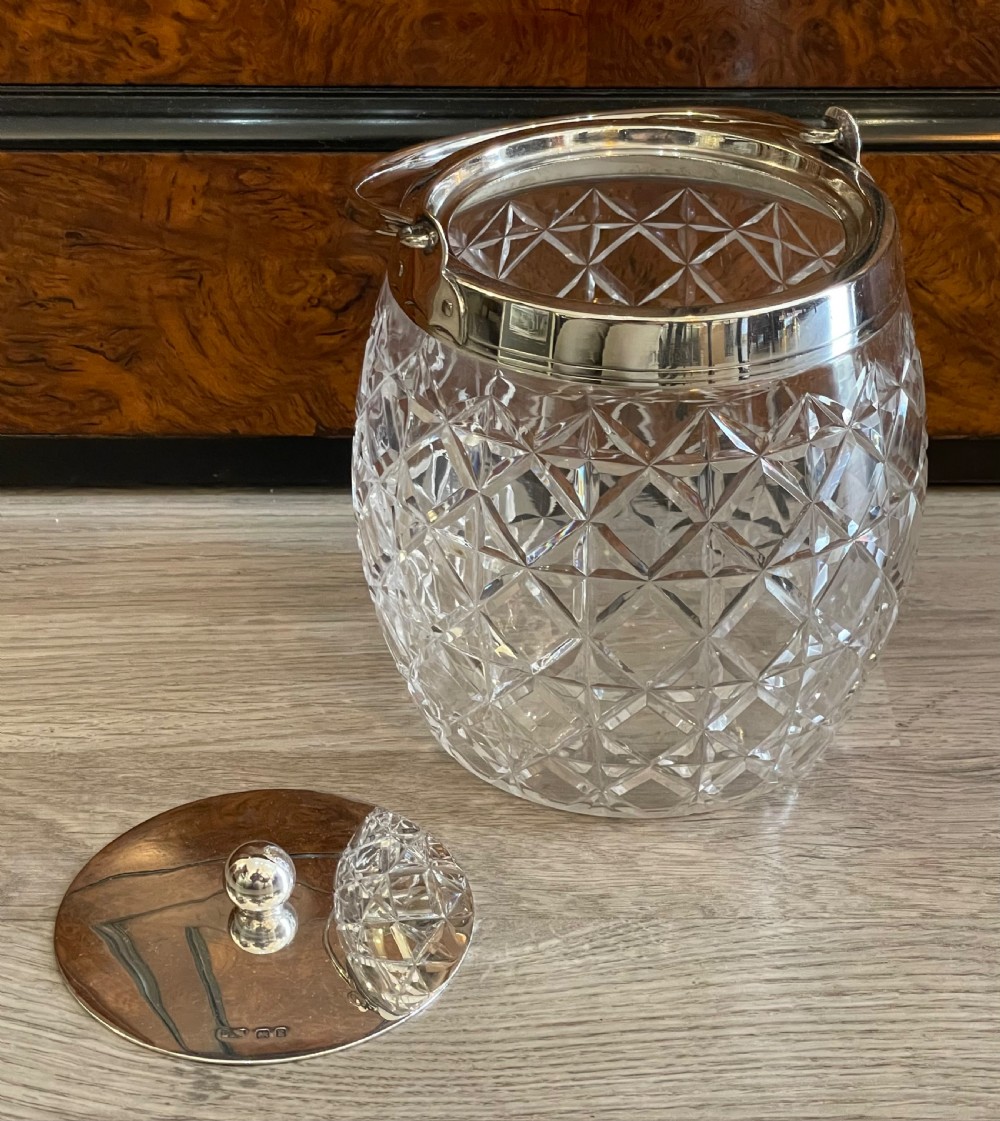 George V Silver Mounted Biscuit Barrel View II