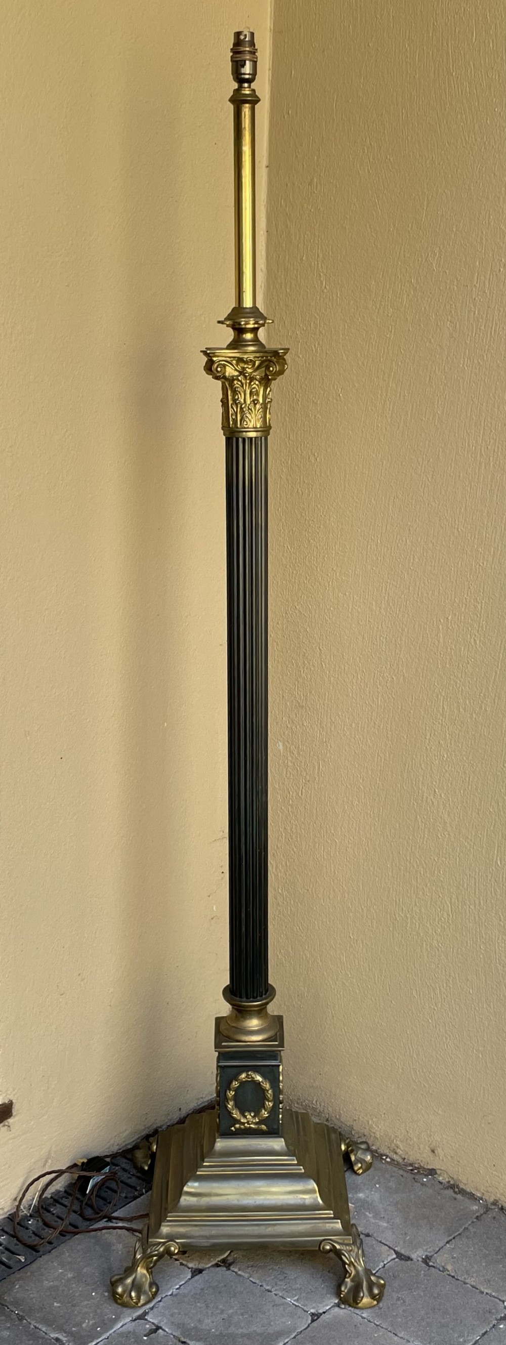 Victorian Brass Corinthian Column Standard Lamp 