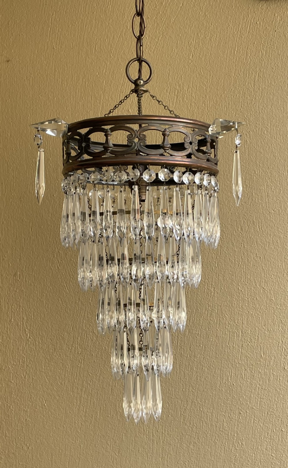 A Good Five Tier Waterfall Crystal Chandelier 