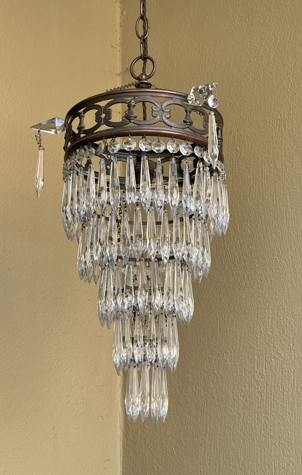 A Good Five Tier Waterfall Crystal Chandelier  View VI
