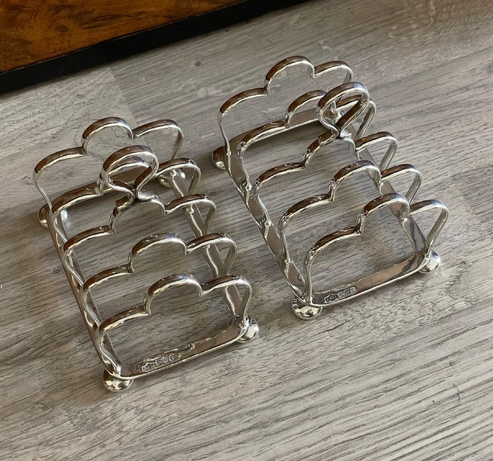 Good Pair of Edwardian Silver Toast Racks, Chester  View III