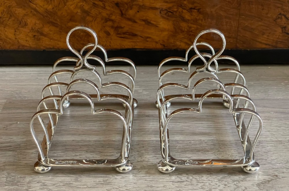 Good Pair of Edwardian Silver Toast Racks, Chester  View IV