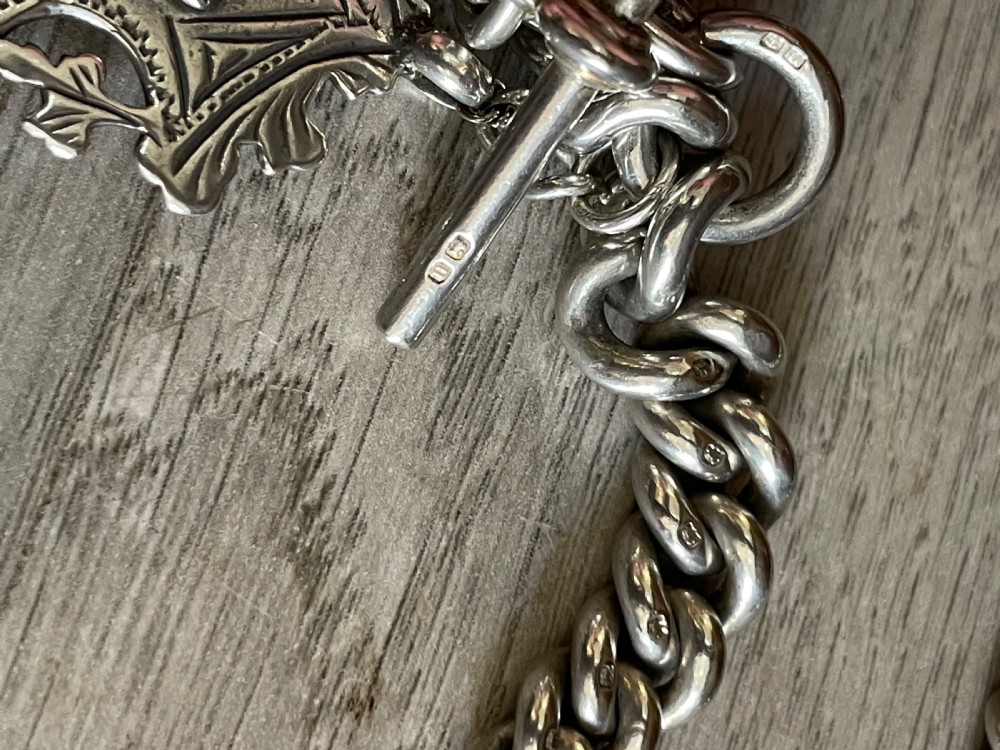 Quality Silver Double Albert Watch Chain View III