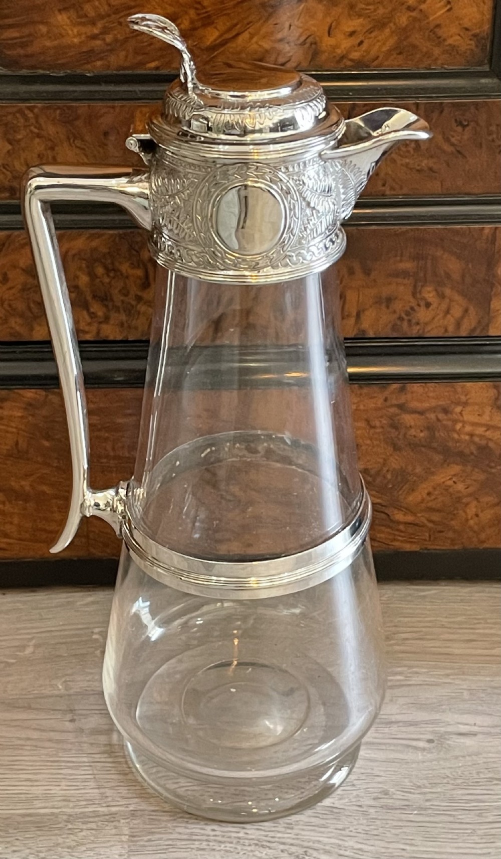 Victorian Silver Mounted Glass Claret Jug, 1873