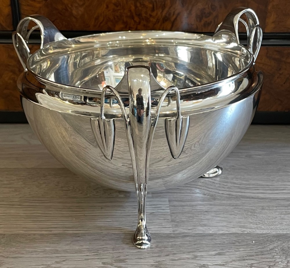 Impressive Large Art Nouveau Solid Silver Bowl View III
