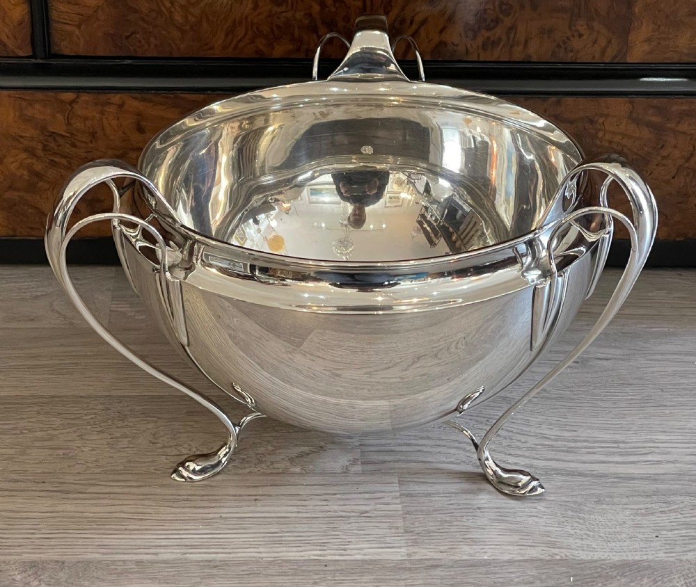 Impressive Large Art Nouveau Solid Silver Bowl View IV
