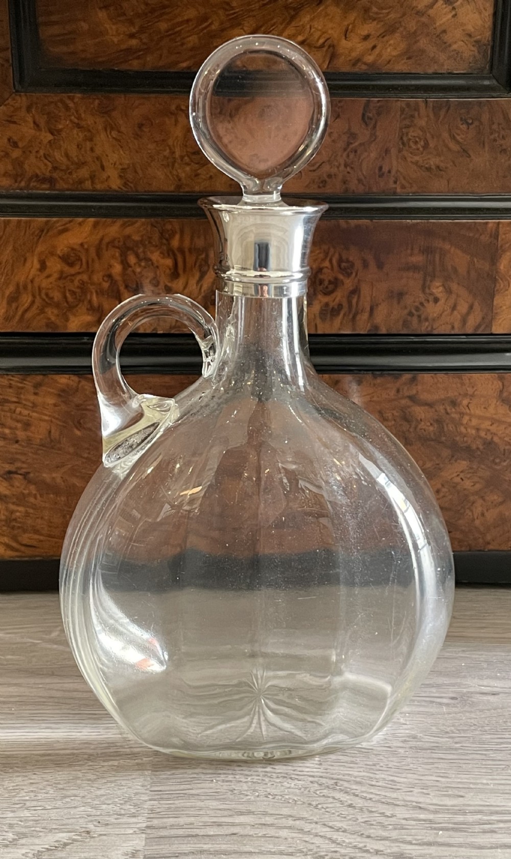 Edwardian Silver Mounted Claret Jug Decanter by Hukin & Heath 