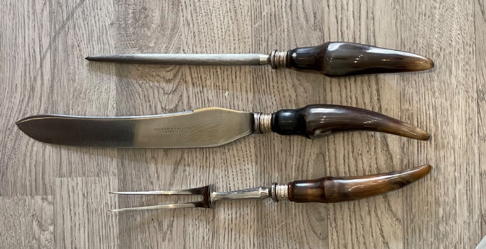 Edwardian Horn Carving Set in Fitted Case View IV