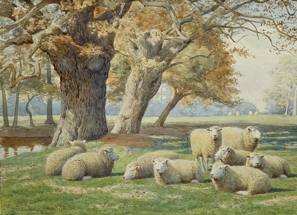 William Sidney Cooper (1854-1927) watercolour of sheep View IV