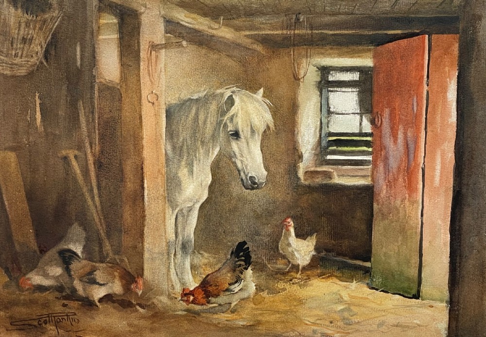 Watercolour of Interior Farm Scene by Andrew Scott Rankin View II