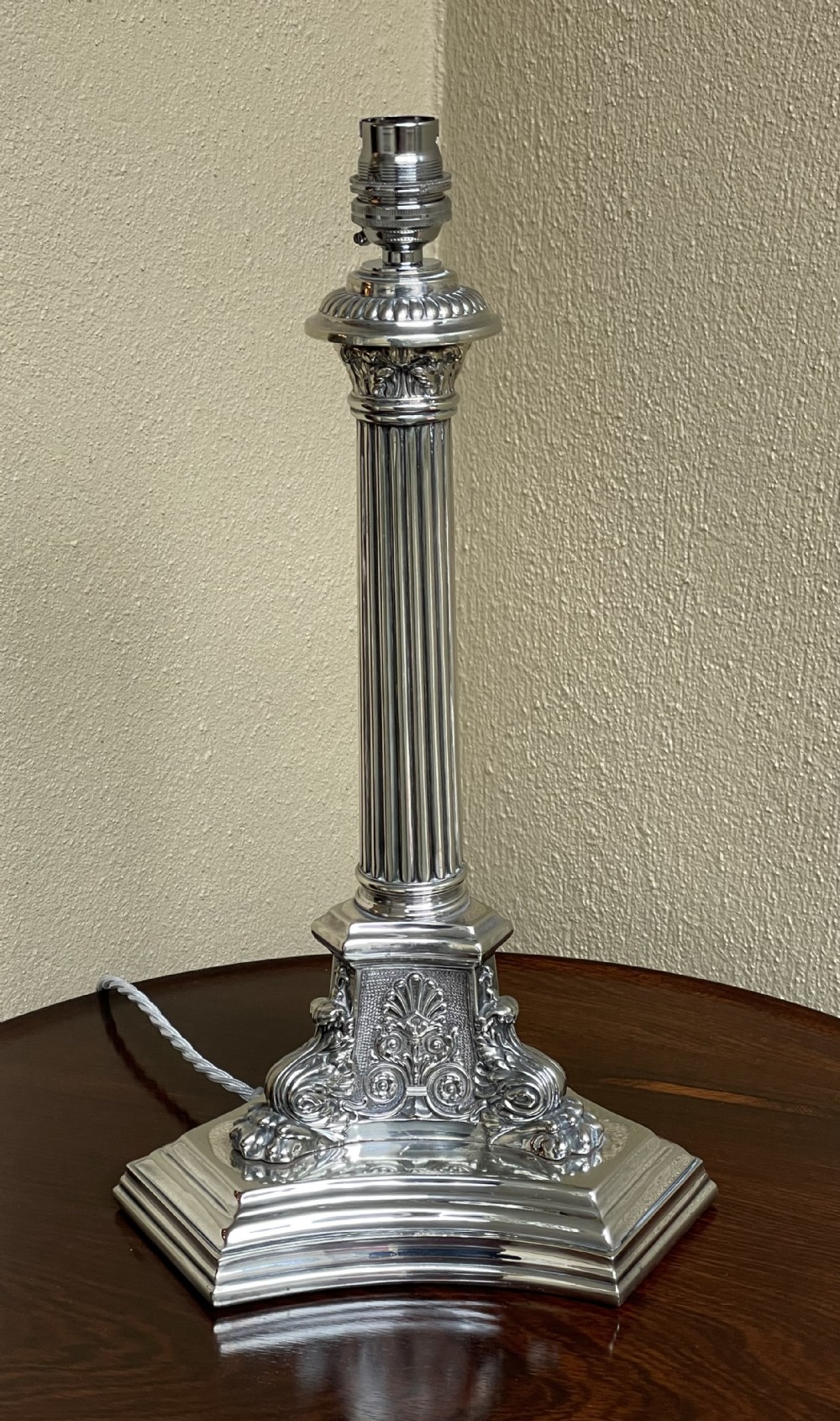 Late Victorian Silver Plated Table Lamp by Walker & Hall
