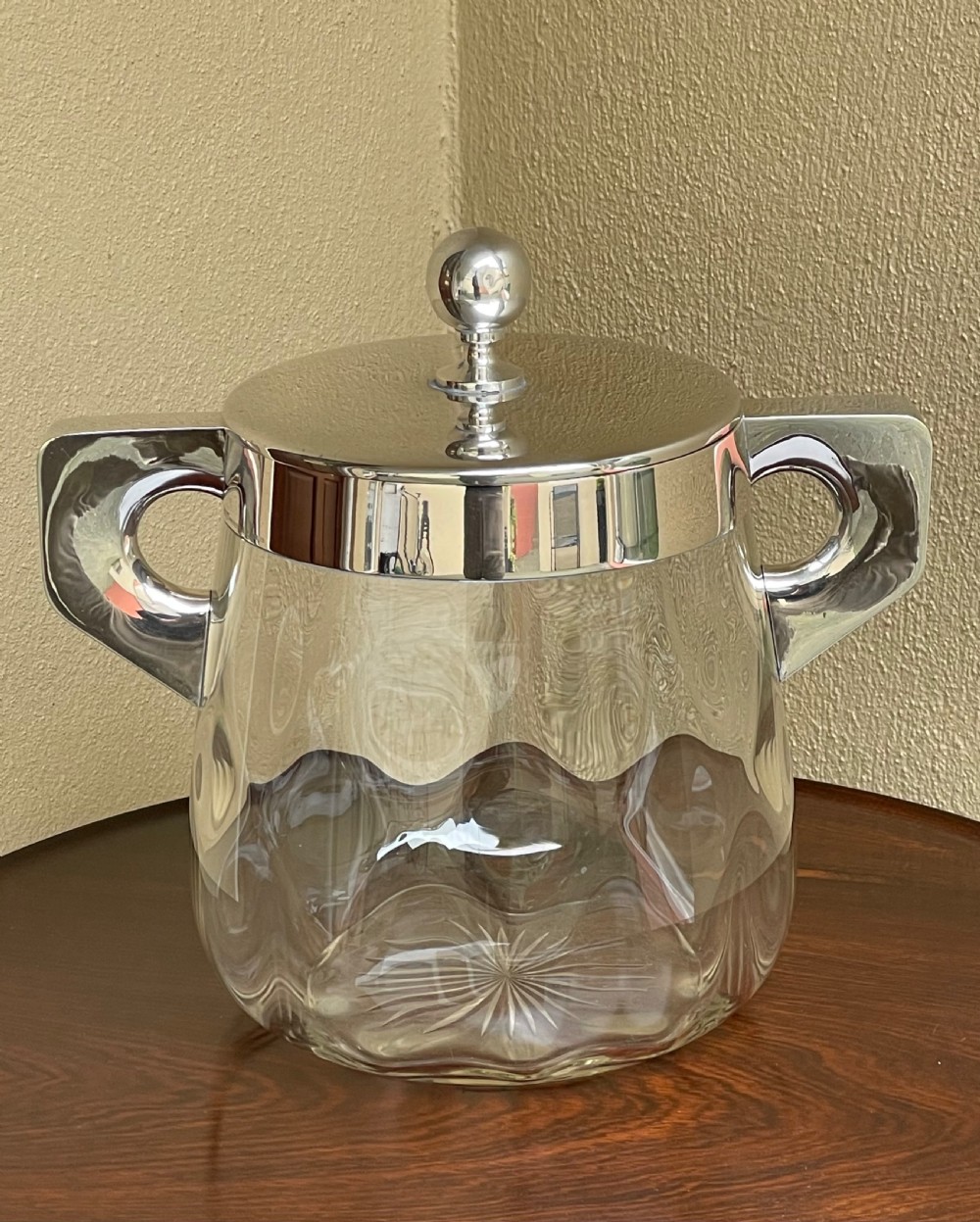 Art Deco German Silver Biscuit Barrel of Large Size