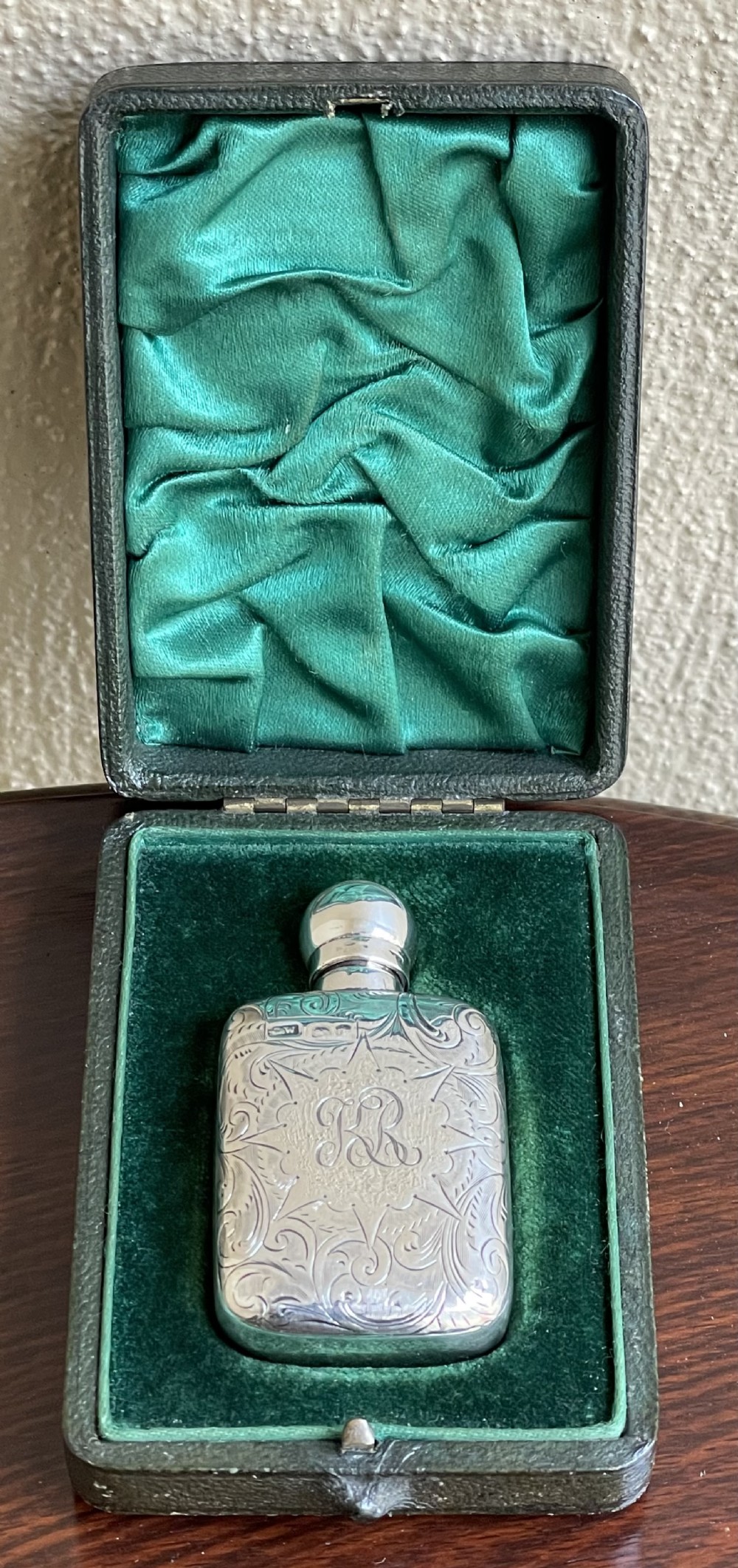 Edwardian Silver Scent Bottle Flask, Chester 