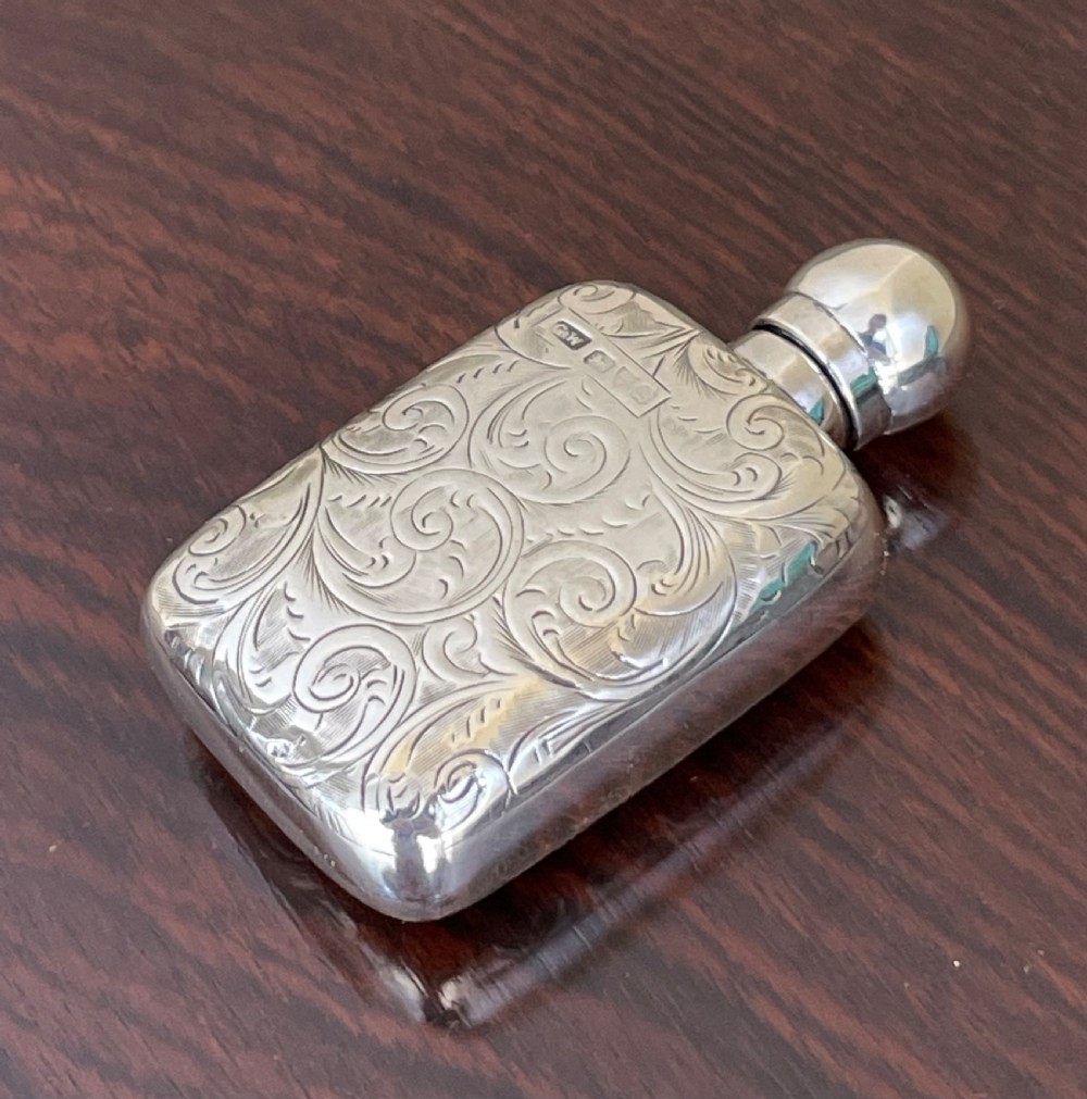 Edwardian Silver Scent Bottle Flask, Chester  View III