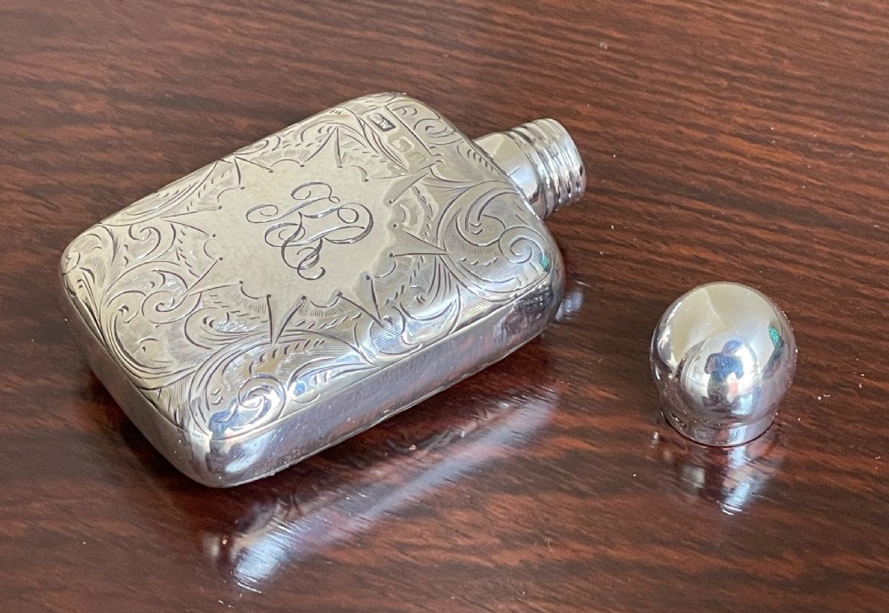 Edwardian Silver Scent Bottle Flask, Chester  View V