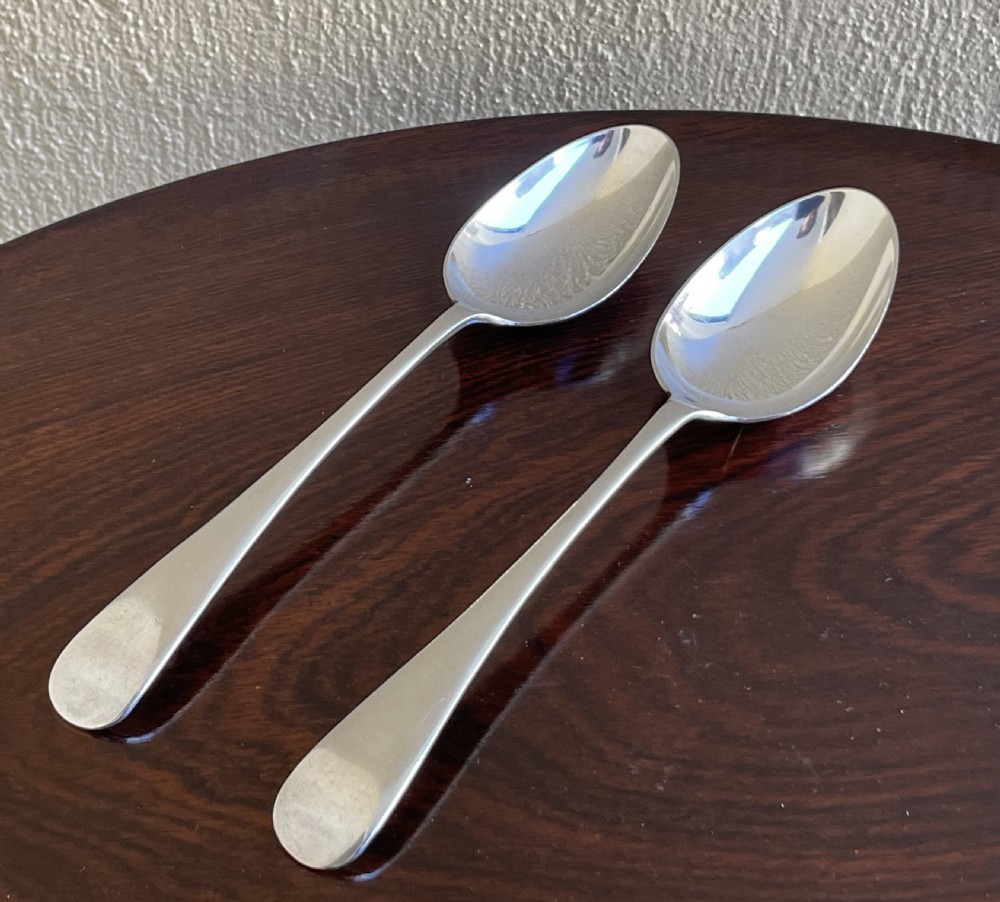 Pair of Edwardian Silver Table Spoons by Walker & Hall