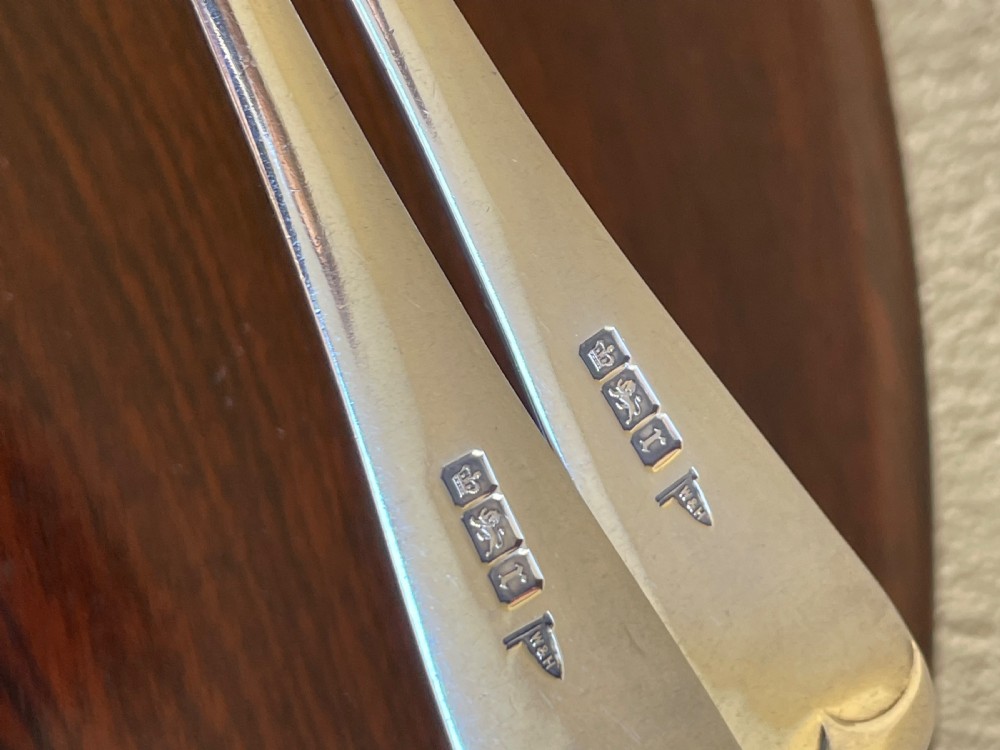 Pair of Edwardian Silver Table Spoons by Walker & Hall View III