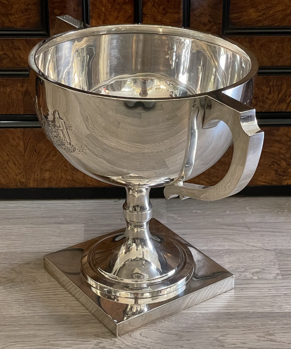 Very Large Art Deco Silver Trophy Cup View V