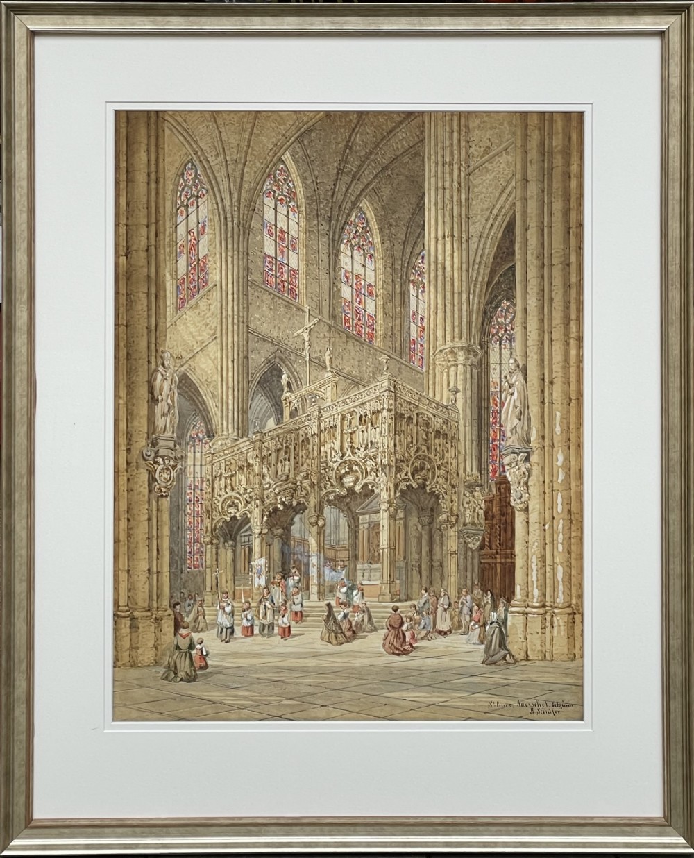 Cathedral Interior Watercolour by Henry Schafer