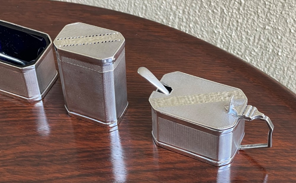Art Deco Solid Silver Cruet Set View III