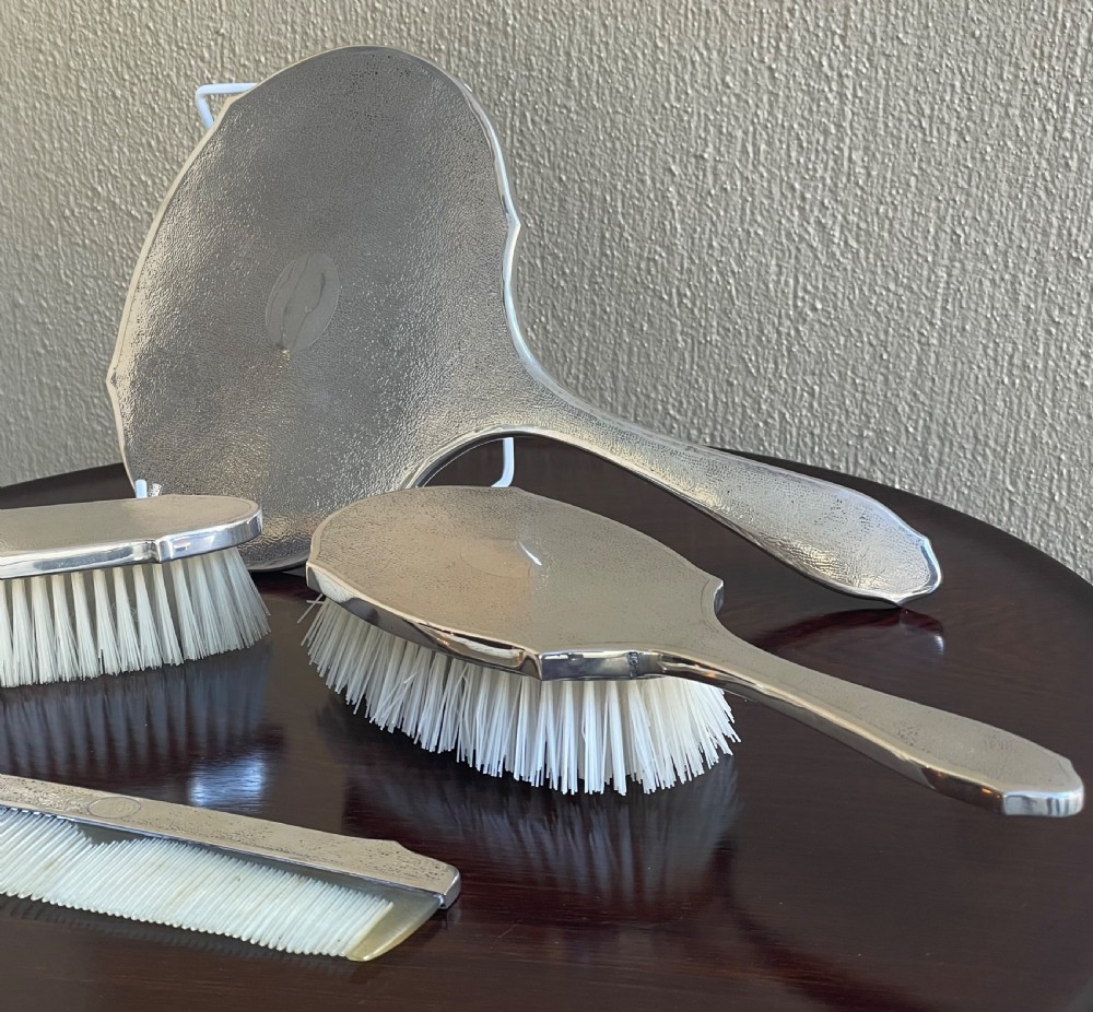 Quality Chinese Solid Silver Dressing Table Set, C1900 View II