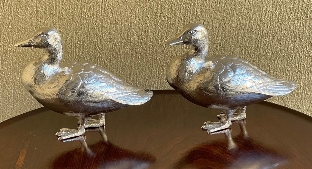 Pair Elizabeth II Solid Silver Ducks