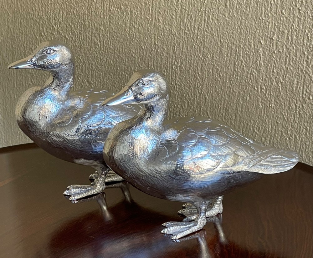 Pair Elizabeth II Solid Silver Ducks View II