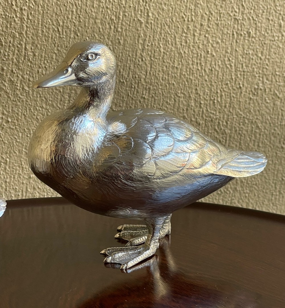 Pair Elizabeth II Solid Silver Ducks View III
