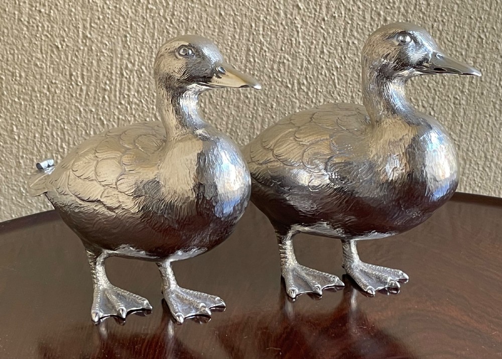 Pair Elizabeth II Solid Silver Ducks View V
