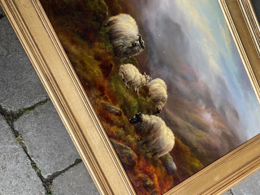William H Watson Sheep Landscape Oil Painting View II