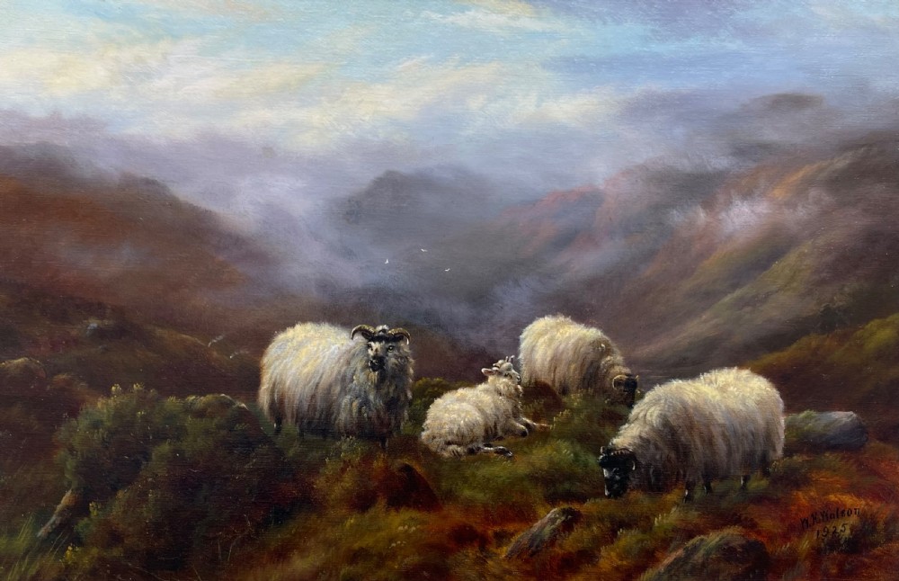 William H Watson Sheep Landscape Oil Painting View III
