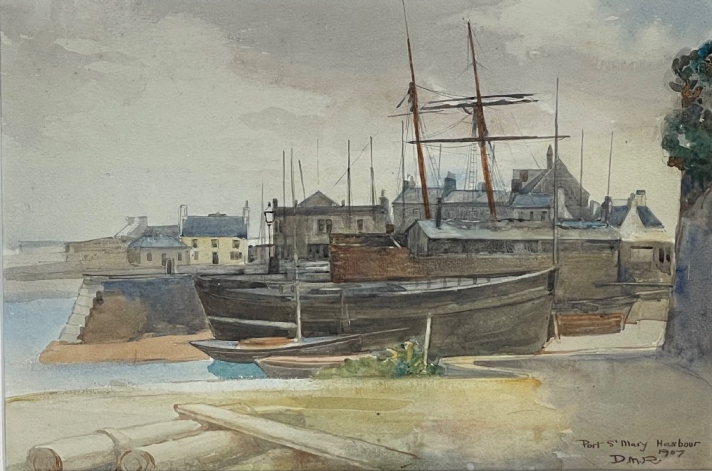 Isle of Man Watercolour, Port St Mary View IV