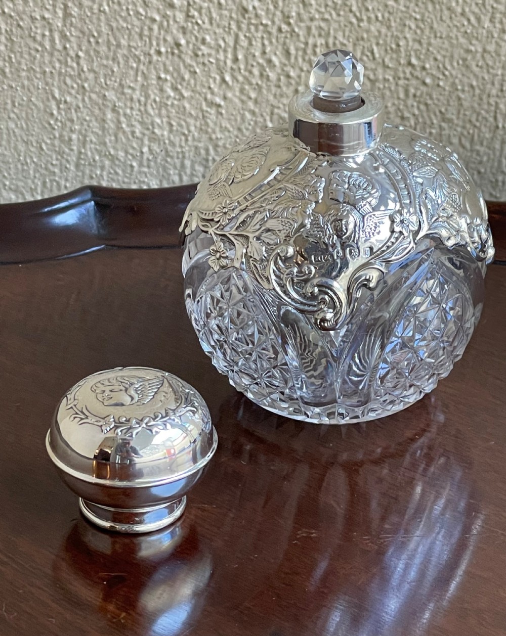 Edwardian Silver Mounted Scent Bottle, Reynolds Angels View III