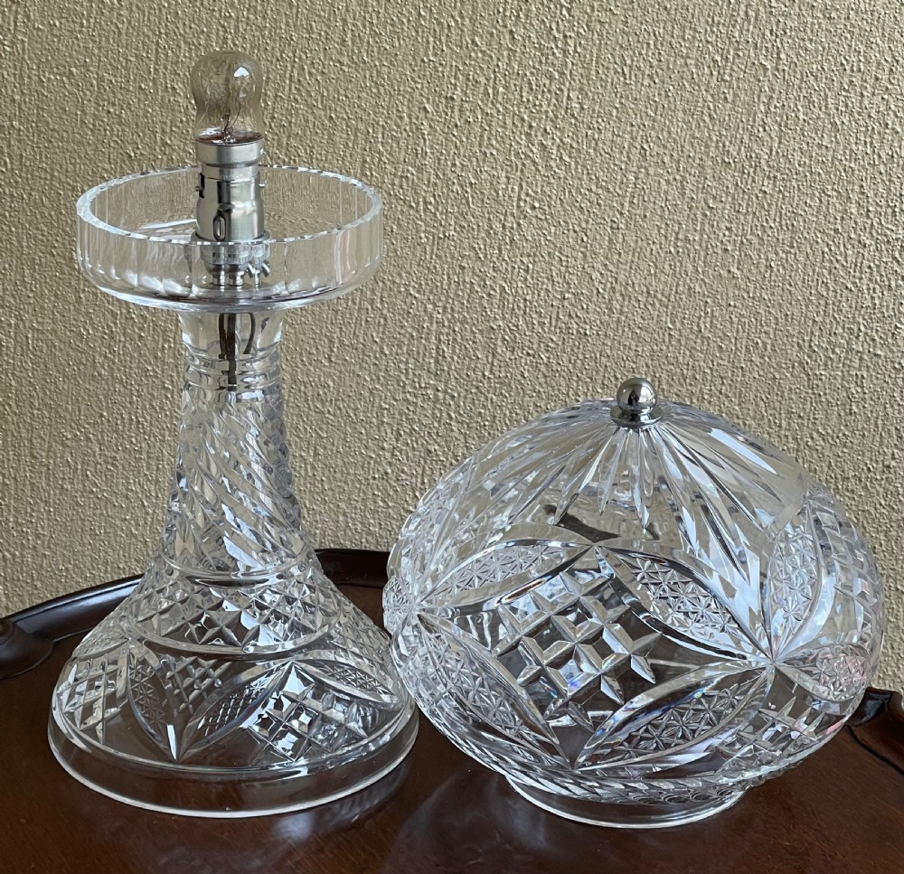 Quality Cut Glass Mushroom Table Lamp View VII