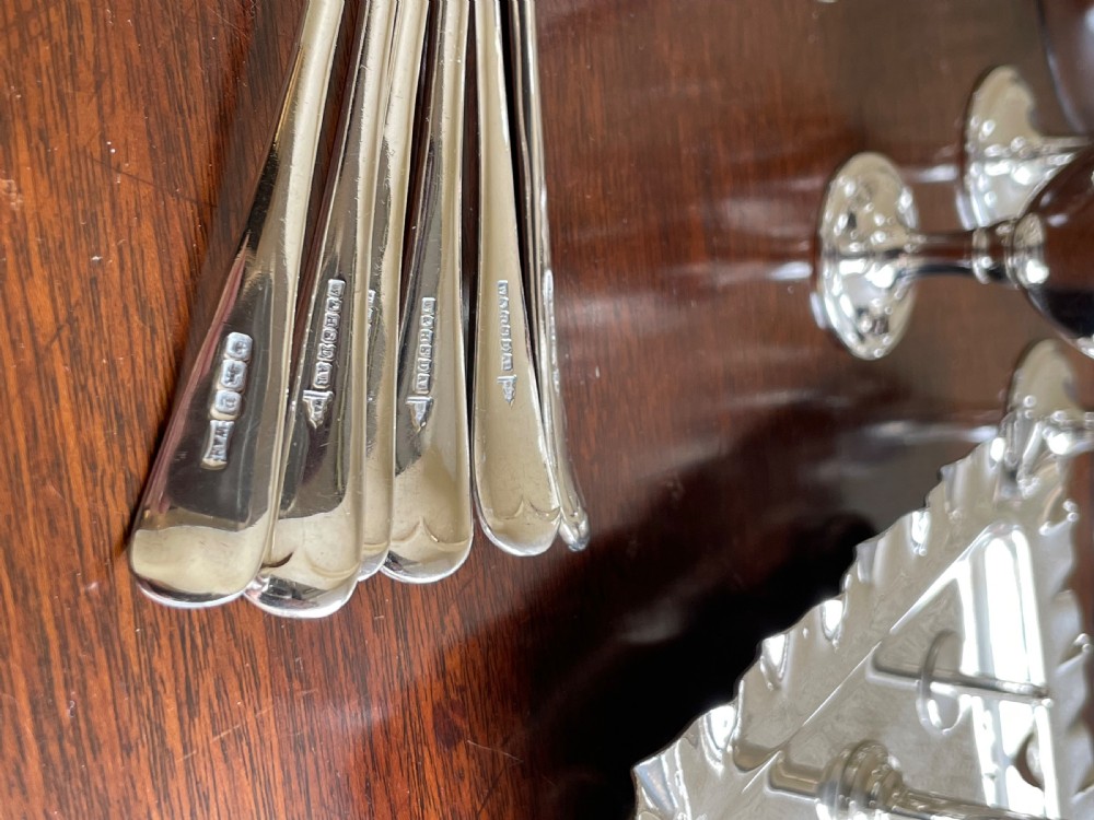George V silver plated Egg Cruet Set for Six View V