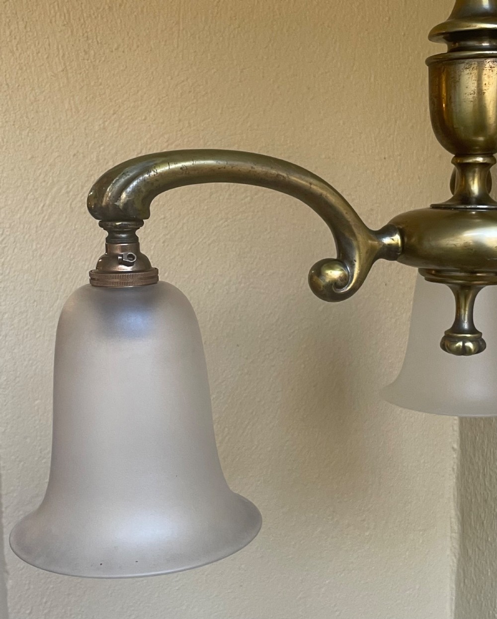 Art Nouveau Brass Three Light Chandelier View VII
