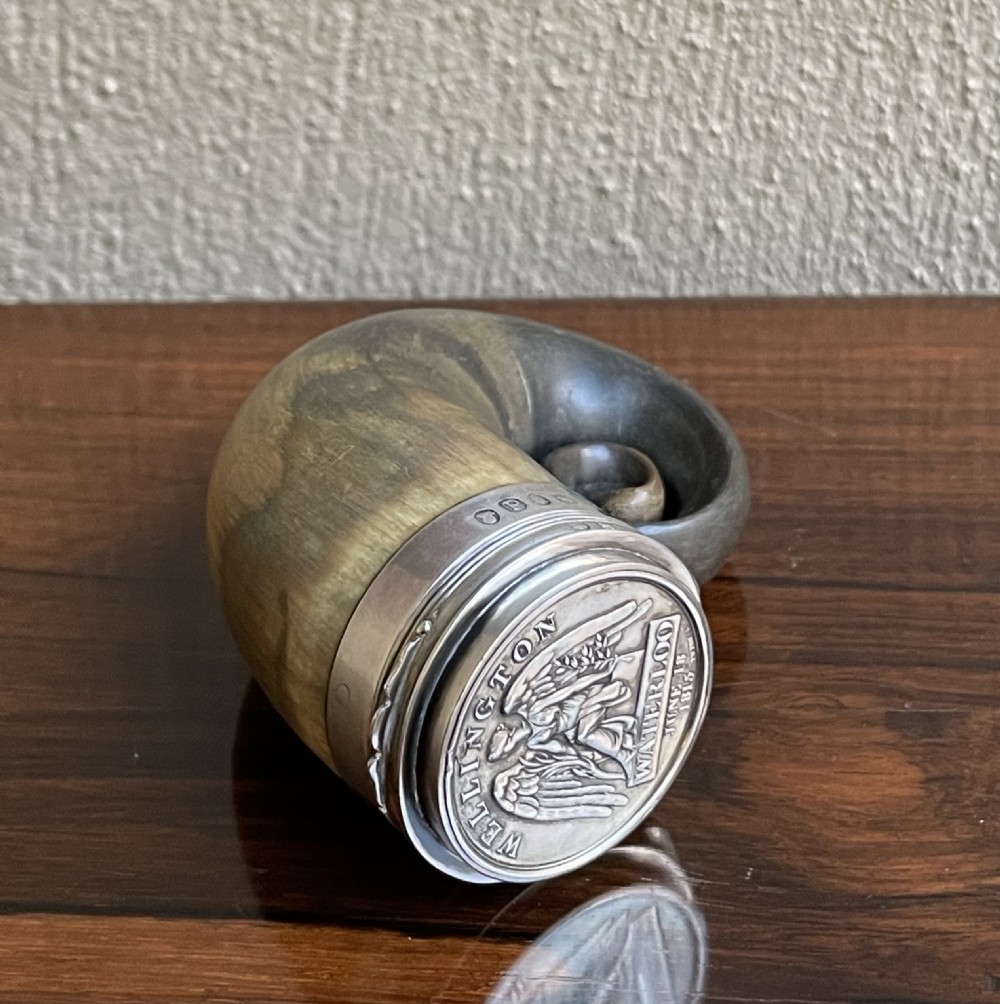Georgian Scottish Silver Mounted Snuff Mull,  Waterloo Medal