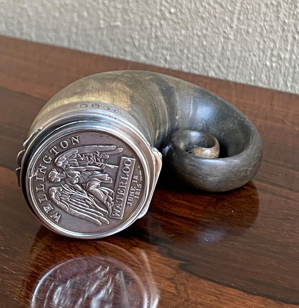 Georgian Scottish Silver Mounted Snuff Mull,  Waterloo Medal View V
