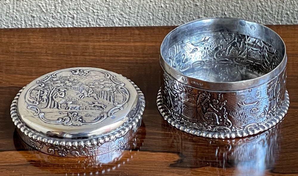 Beautiful Dutch Silver Dressing Table Box c1890 View VI