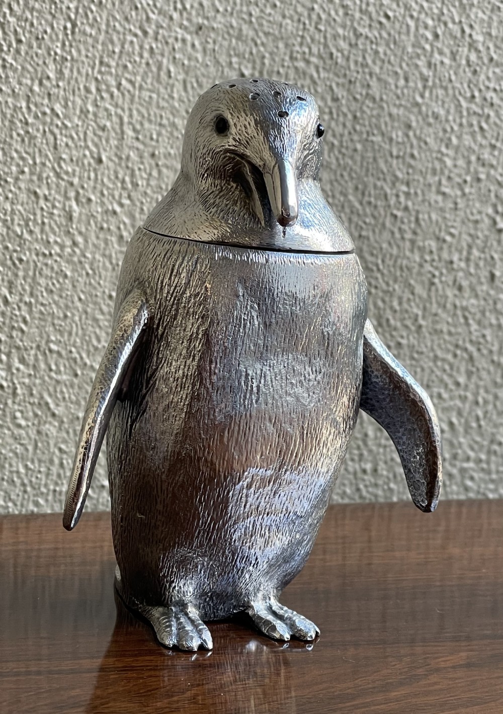 Large Silver Penguin Caster by Comyns View II